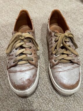 Bed Stu Lyne lace up sneaker perforated brown vegetable tanned leather 9.5